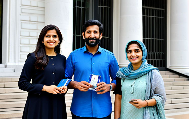 **
A well-dressed Pakistani family of four, fully clothed in modest travel attire, standing in front of the Chad Embassy in Washington D.C. (or appropriate embassy location), holding passports. The scene is bright and welcoming, suggesting ease of travel preparation. Include embassy signage and flags. safe for work, appropriate content, fully clothed, professional, modest, family-friendly, perfect anatomy, correct proportions, natural pose, well-formed hands, proper finger count, natural body proportions.
**